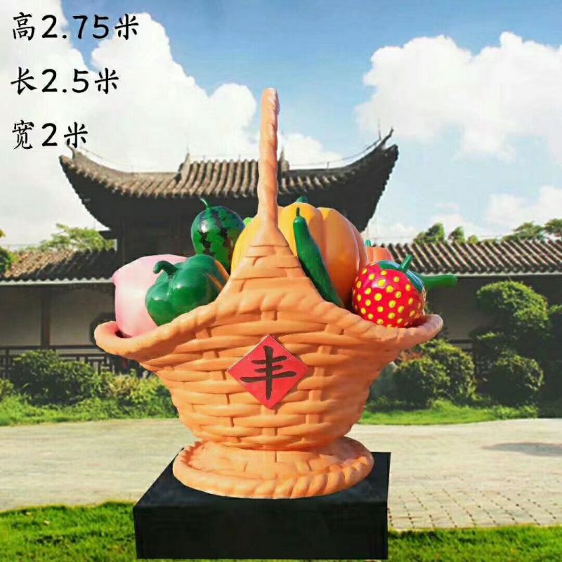 藝術(shù)果籃雕塑選定，拉絲工藝，水果果籃雕塑預(yù)定