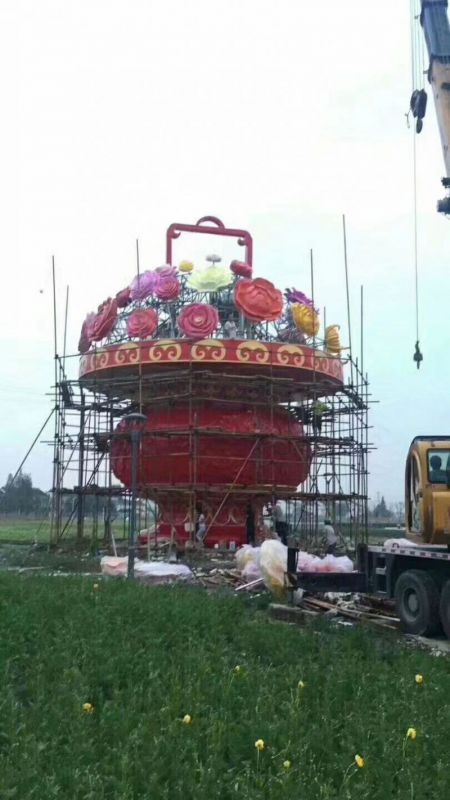 彩繪景觀花籃雕塑生產(chǎn)，景區(qū)案例，彩繪不銹鋼花籃雕塑優(yōu)選