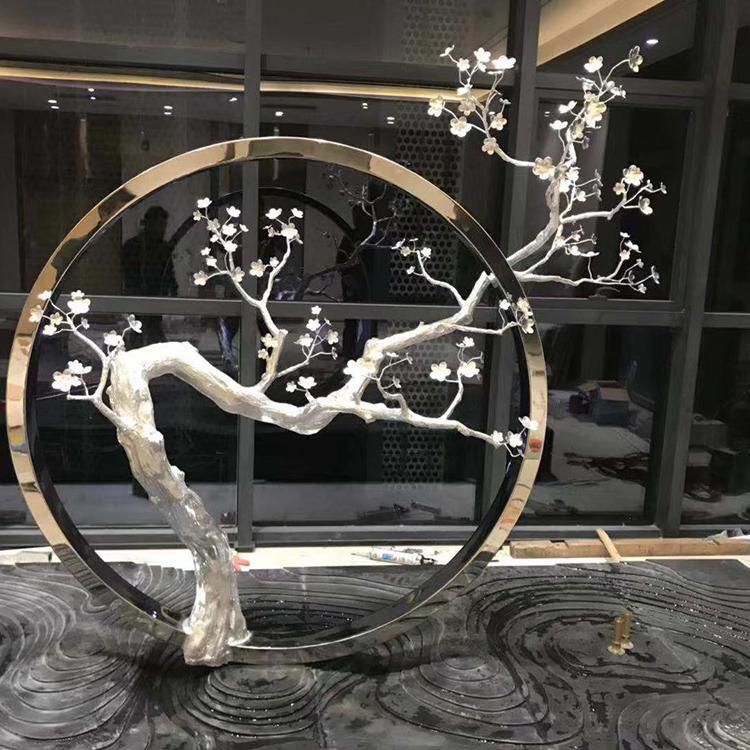 景觀梅花雕塑供需，彩鋼制作，大型梅花雕塑展品