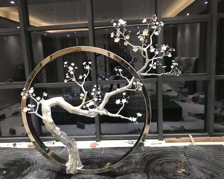 梅花雕塑選用，小區(qū)擺件，大型梅花雕塑批發(fā)