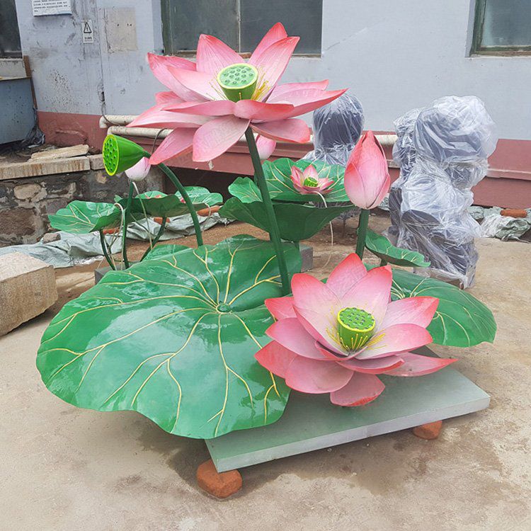 鋼鑄荷花雕塑常用，鋼管組合，園林荷花雕塑定價