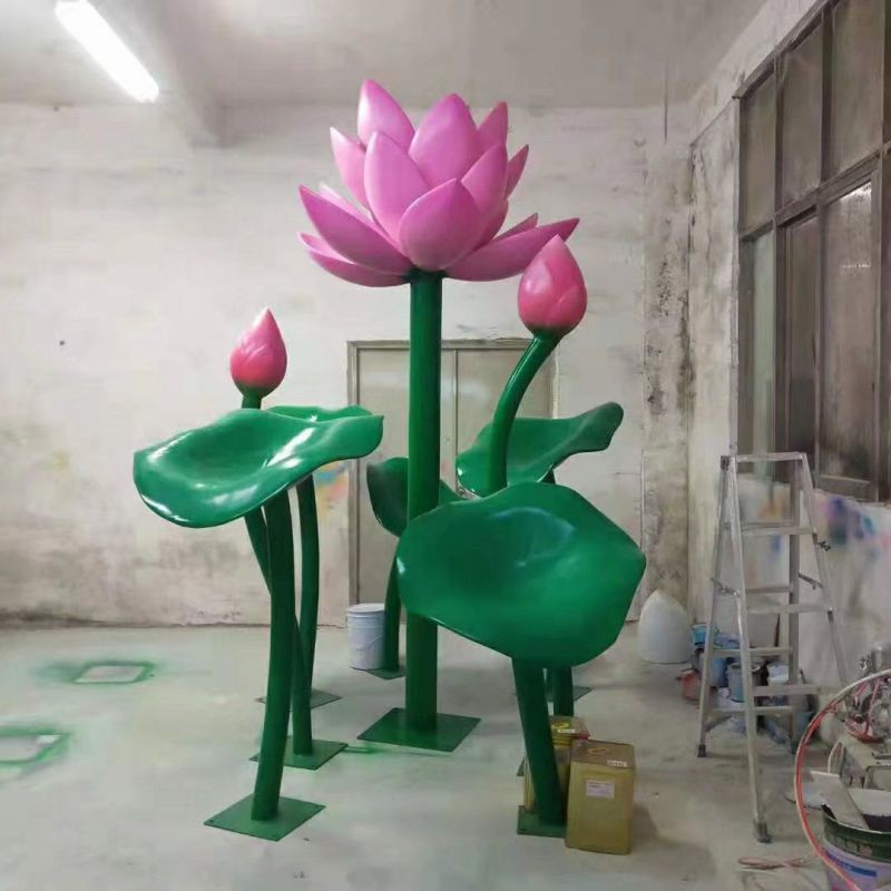 荷花雕塑觀賞型，露天雕塑，不銹鋼荷花雕塑訂做