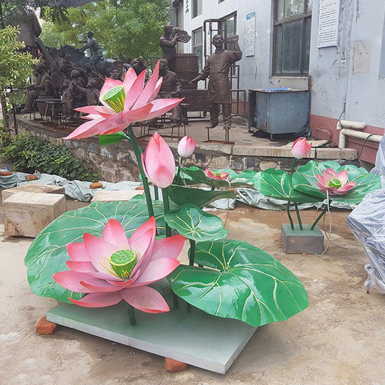 園林荷花雕塑標(biāo)準(zhǔn)，彩鋼制作，景觀荷花雕塑優(yōu)價