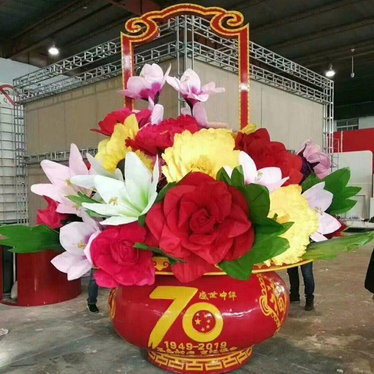 花籃雕塑供求，村標(biāo)概念金屬花籃雕塑通用