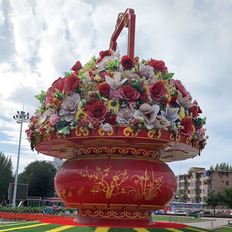 花籃雕塑常用，街道標(biāo)識(shí)，城市花籃雕塑制造商