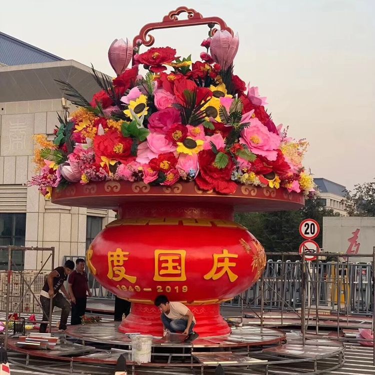 花籃雕塑制作觀賞型，室外軟裝，城市花籃雕塑承接